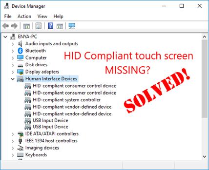 how to install hid compliant touch screen